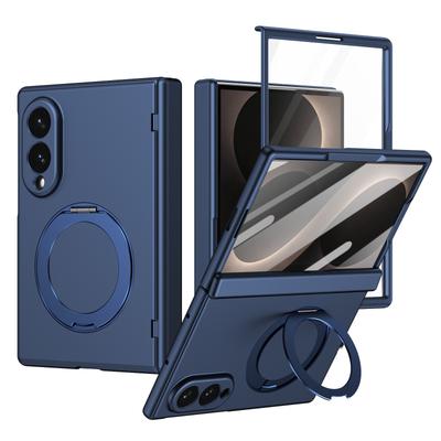 With Front Glass Screen Film Hinge Protection Case For Samsung Z Fold 8 Ultra 5 6 7 8 360° Rotating Magnetic Alloy Stand Cover