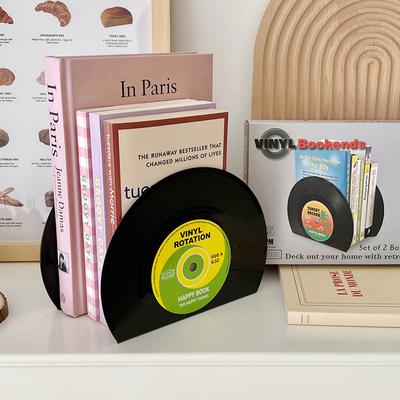 Vinil Cd Kitap Destekleri Yaratıcı Plak Kitaplık Masaüstü Dekorasyonu Rubbie Vintage Bölme Kitaplık Ofis Aksesuarları