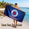 Rangers FC Design Beach Towel Custom Text Large Towel for Beach Vacation