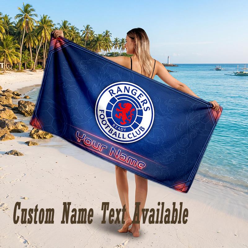 Rangers FC Design Beach Towel Custom Text Large Towel for Beach Vacation