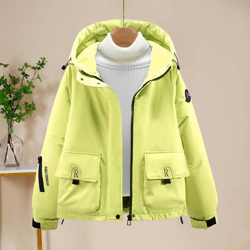 Warm outdoor down cotton jacket women's winter new fashion hooded short cotton jacket