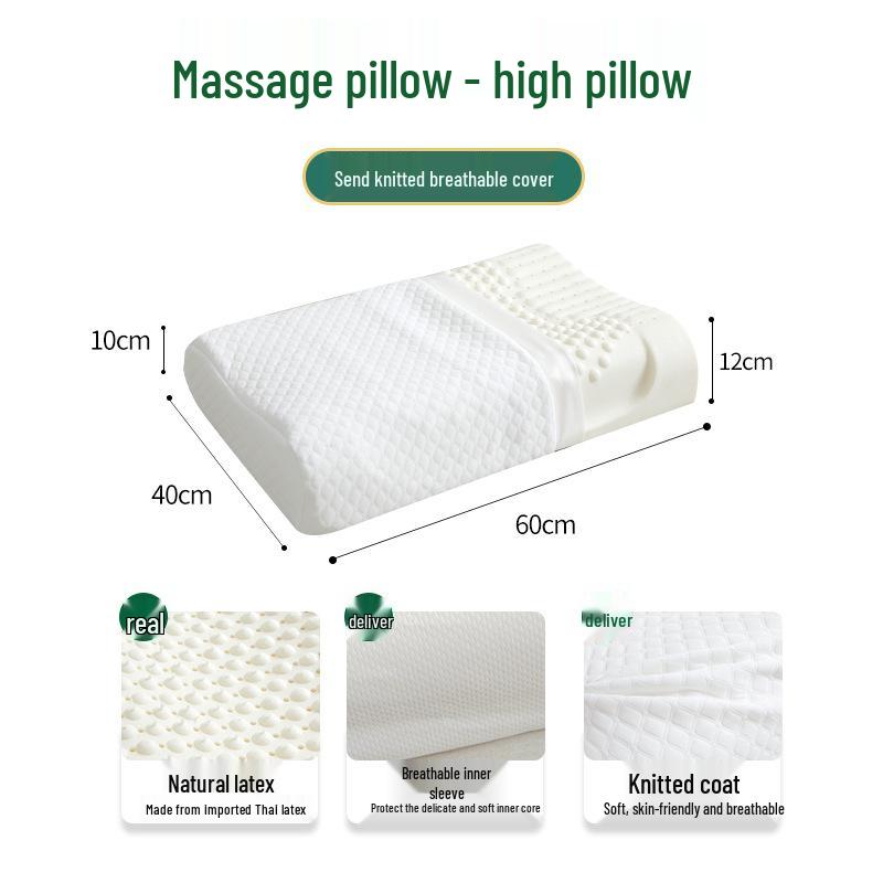 Natural Latex Neck Support Pillow - Anti-Mite, Massage Design for Adults & Kids