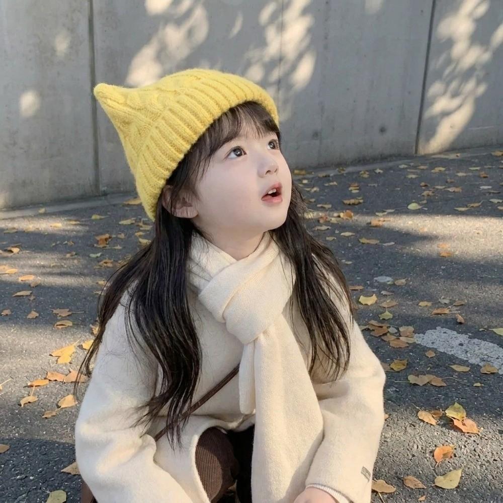 Cute Ears Kids Cat Ears Hats Solid Coloe Knitted Beanie Hat Comfortable Knitted Hats Kids