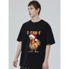 Men's Black T-Shirt Christmas Rooster With Santa Hat And Lights F Caw F Funny Holiday Graphic Tee For Festive Season