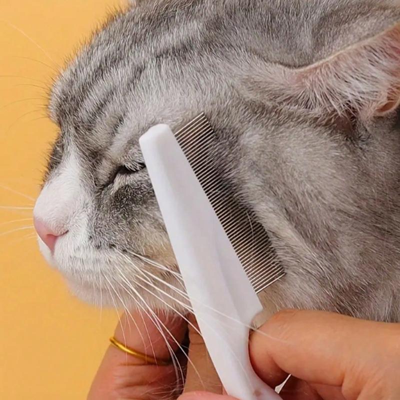 1pc 2-In-1 Pet Hair & Tear Stain Remover Brush - Stainless Steel Dog & Cat Flea Comb, Effectively Trims & Gently Removes Matted Fur and Fleas