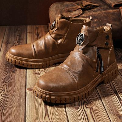 Herrenstiefel, modische, stylische Schuhe, Stiefel für Herren, lässig, Leder, Western, Vintage, schwarz, Chelsea-Stiefel