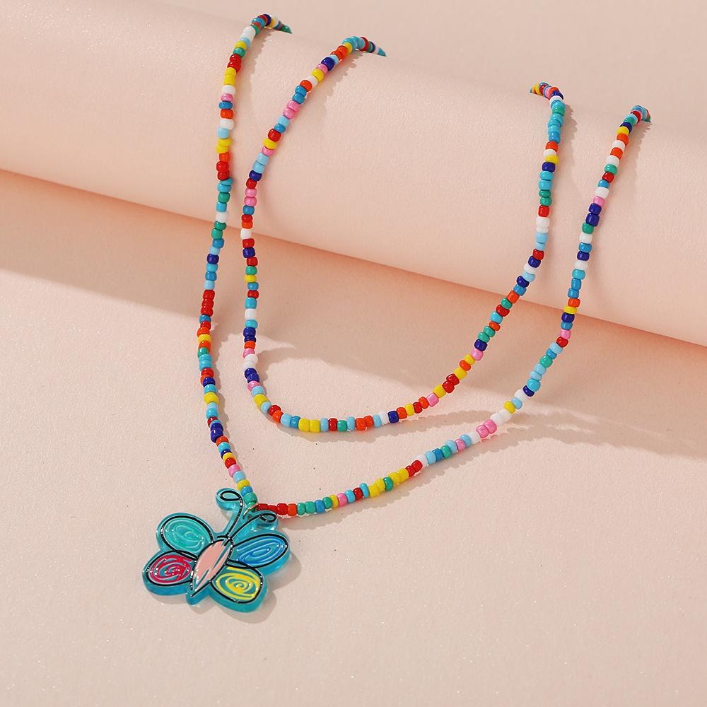 IF ME Beads Multilayer Necklace Butterfly Flower Choker Women Jewelry Accessories
