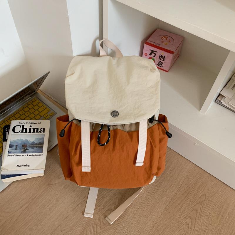 Niche design lightweight cloth bag women's new models, please first large-capacity travel backpack contrasting color backpack