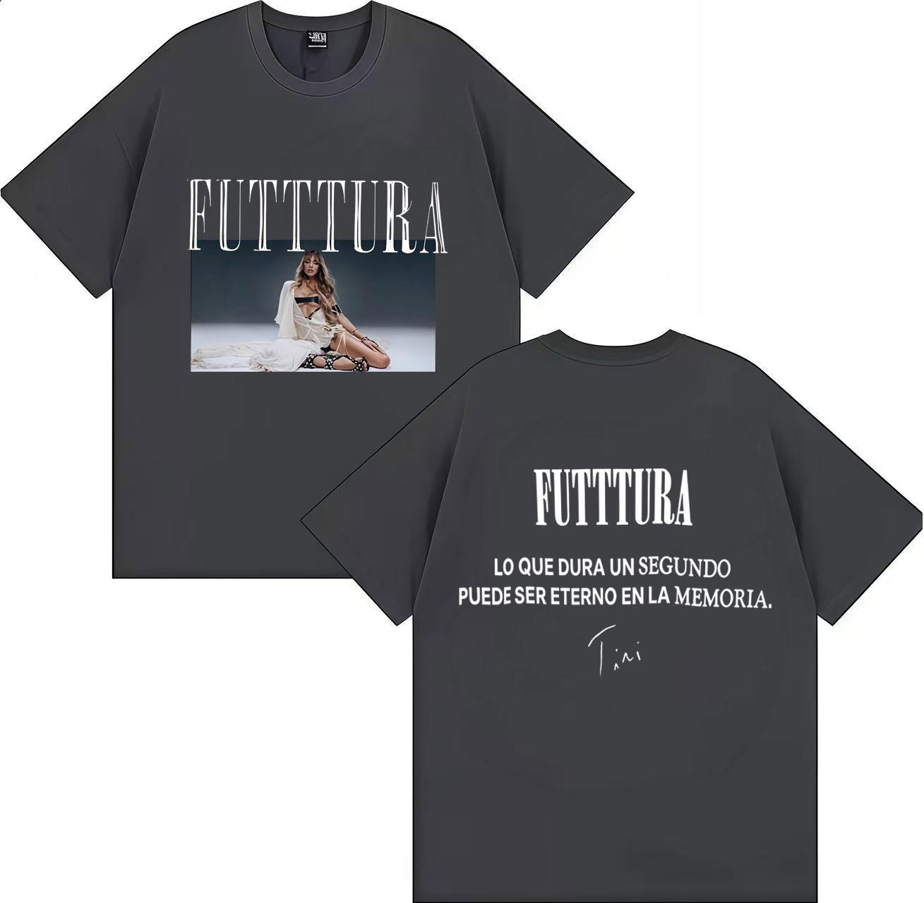 

Popular Singer TINI Futttura 2025 Tour Products Summer Mens Womens Print Aesthetics Y2K Print Cotton Loose Oversized Tshirt M