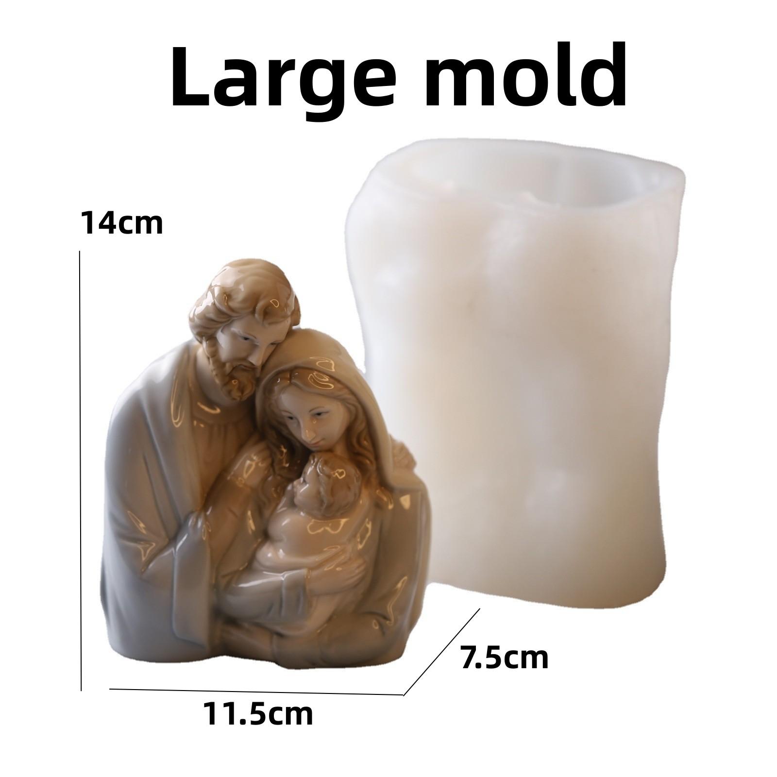 

8-17см Большая Семейная Свеча Иисуса Силиконовая Форма Семейная Форма из Силикона с Девой Марией для Эпоксидной Смолы Гипсовая Форма для Бетона и Цемента Домашний Декор