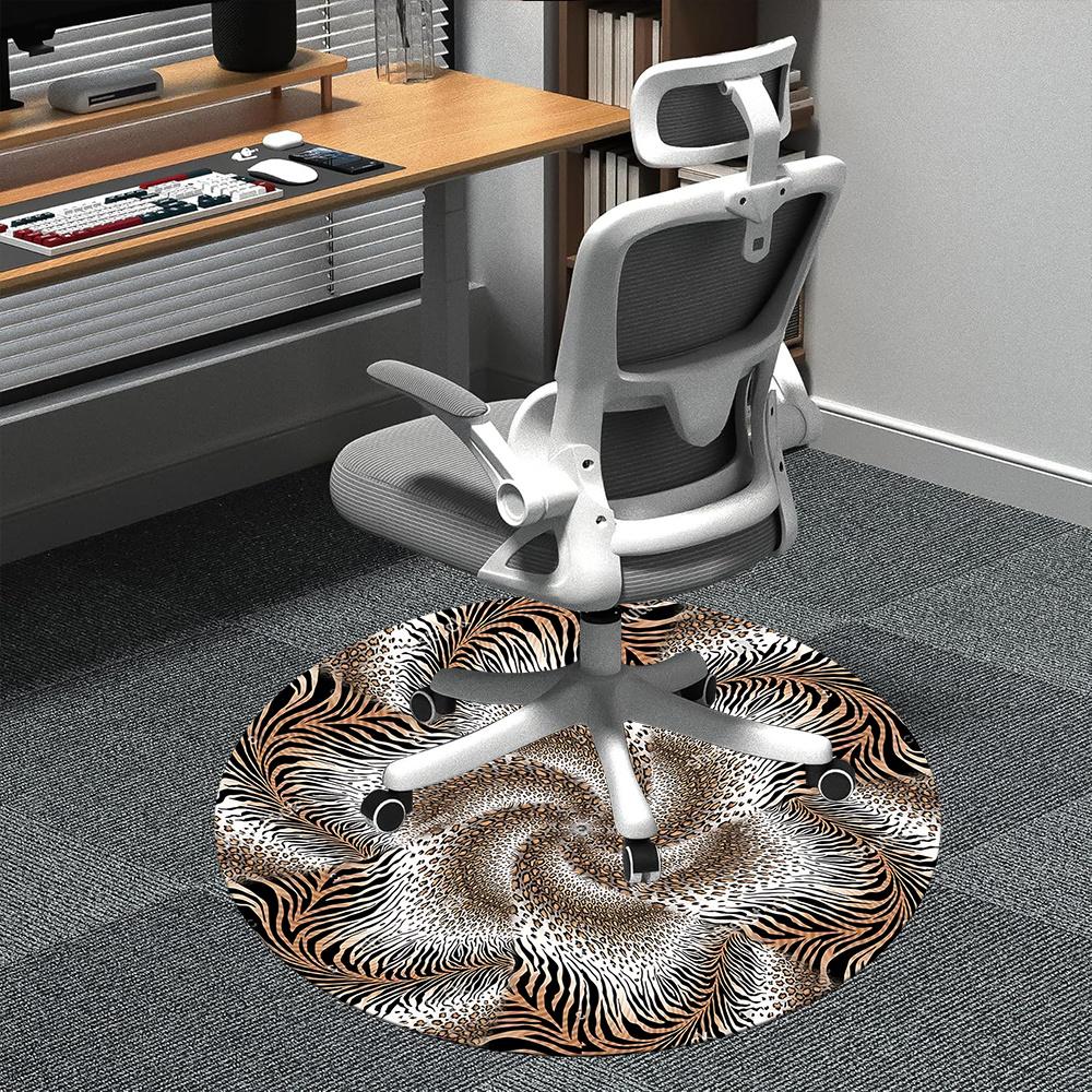 1pc Zebra Print Animal Office Round Area Rug, Indoor Mat Suitable ForOffice, Under Office Chairs Bedroom Living Room Home Decor, Room Deco q085