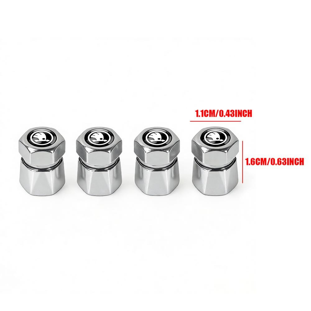 WFDZ5 New 4Pcs Car Wheel Tire Valve Caps Air Stem Covers Accessories For Skoda Octavia MK2 MK3 2 3 A7 Fabia Karoq Kodiaq VII Rapid VRS