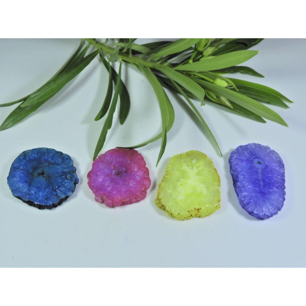 255Cts. Dyed Solar Durzy Agate 4Pcs Crystal Loose Gemstone Lot 31X33-18X42MM A-229