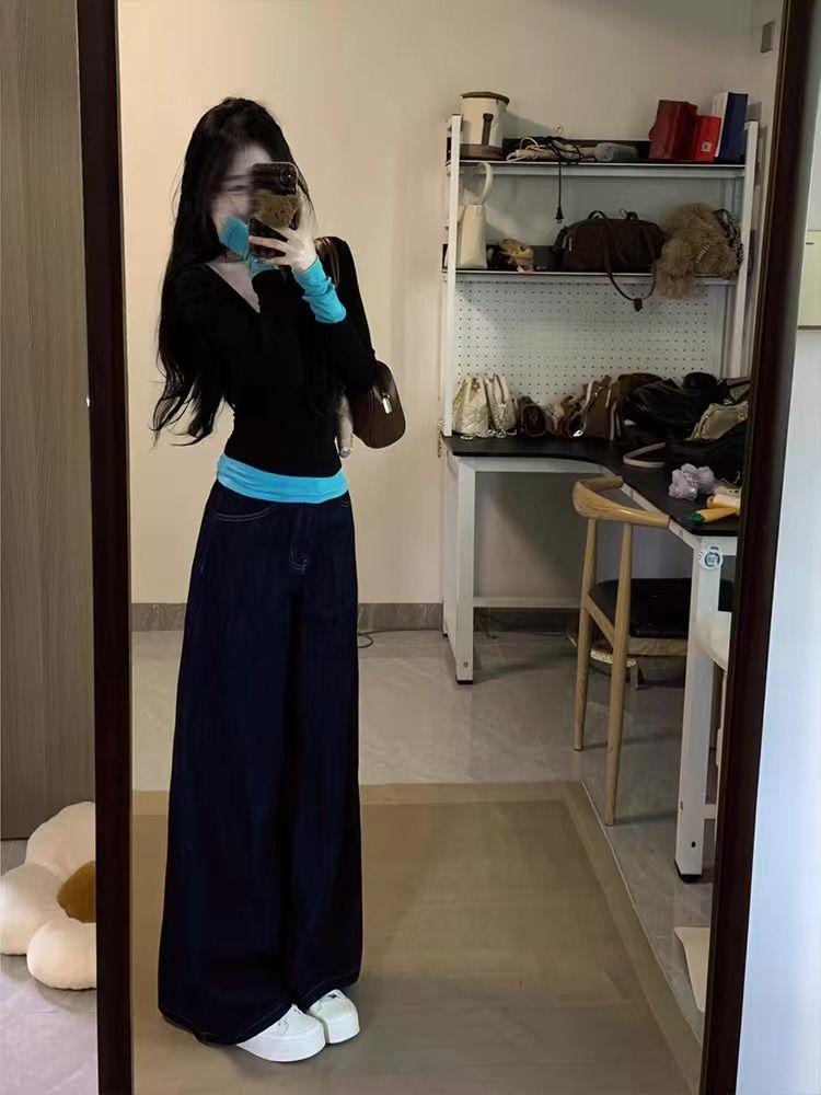 2025 Spring American Colorblock Sexy Slim-Fit Long Sleeve T-Shirt