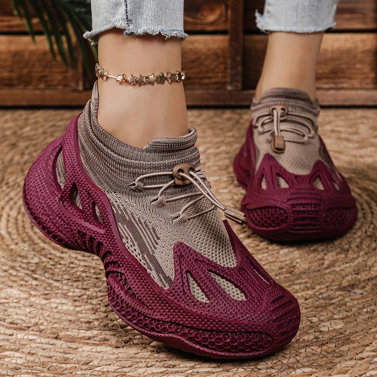 

Couple shoes 2025 autumn fly-woven mesh shoes sports shoes platform-soled versatile coconut breathable lazy casual socks shoes 36