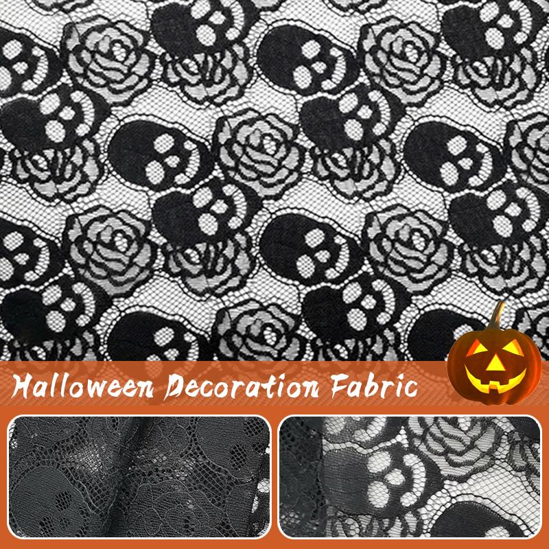 1 Yard Halloween Lace Ghost Skull Flower Printed Mesh Fabric Soft Tulle Halloween Party Decoration Diy Apparal Sewing Fabric