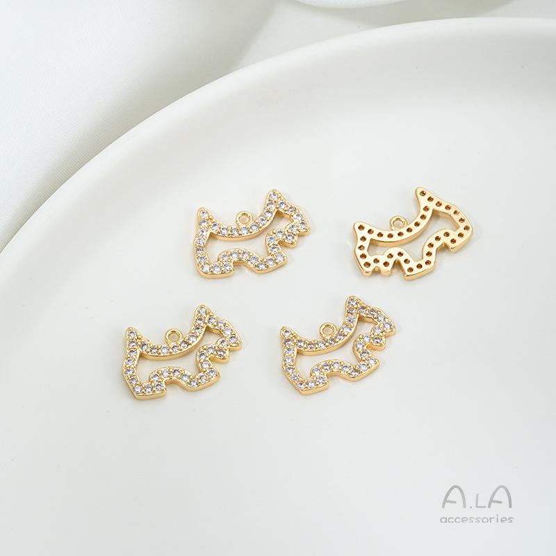 14K Gold-Filled Animal Cartoon Charm with Zirconia