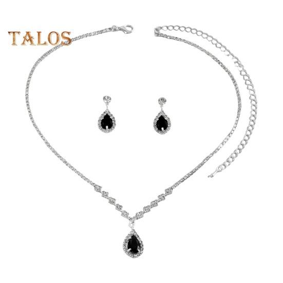 1 Set Women Jewelry Set Rhinestone Necklace Earrings Prom Wedding Party Bride Water Drop Dangle Earrings Formal Occasions Neck Jewelry