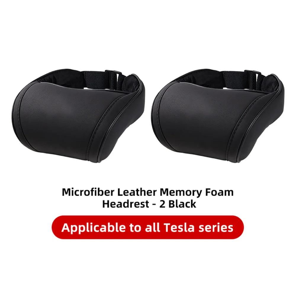 Memory Foam Travel Neck Pillow for Tesla Model 3 Y X S PU Leather Car Seat Headrest Adjustable Comfort Neck Support Accessory