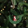 Artistic Iron Moon Boat Hanging Decors Eye Catching Iron Moon Boat Christmas Hanging Decoration for Festival Ambiances