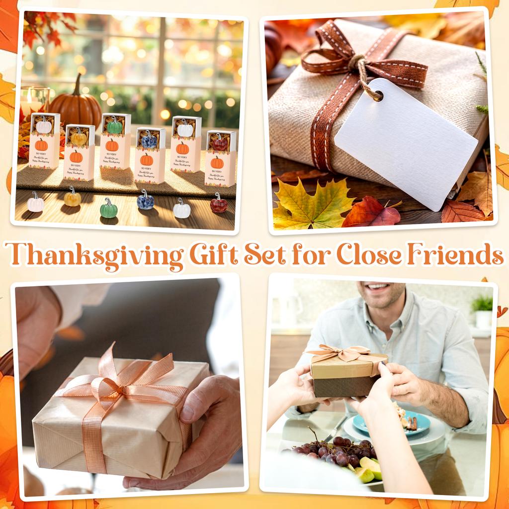 6 Set Thanksgiving Gift Crystal Pumpkin Ornaments Autumn Thank You Gifts