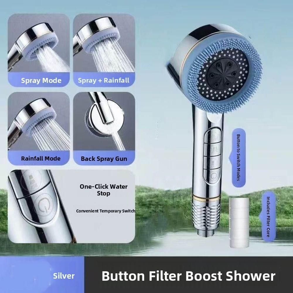 One-Key Stop Water Shower Head 4 Modes Shower Sprayer Head High Pressure Showerhead  Home Shower