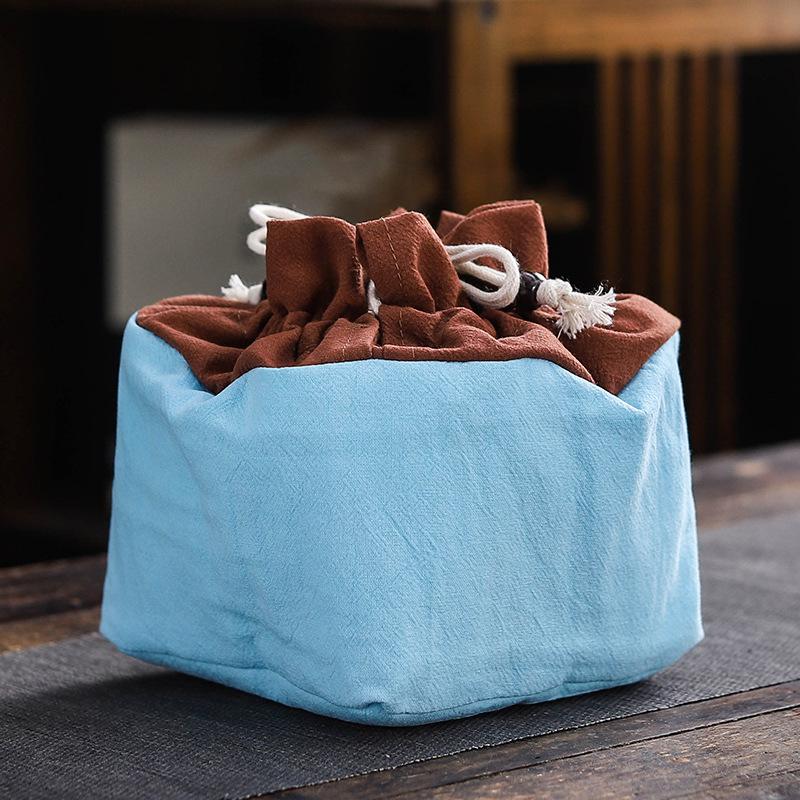 

12.2x12.2x14cm Travel Teaware Set Storage Bags Portable Ceramics Storage Pouches Stationery Jewellery Drop-proof Organiser Bag 12.2x12.2x14cm