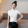 New Ancora Red Half Turtleneck Short-sleeved Bottoming Shirt for Women to Wear with Summer, Spring and Autumn New Style Tops