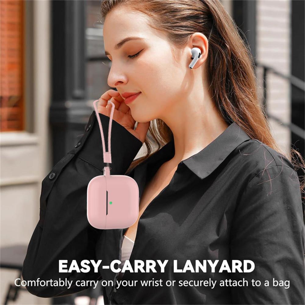 For AirPods 4 Earphone Silicone Case Set with Anti-Lost Keychain, Strap, Ear Tips, Cleaning Pen