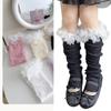 Breathable Cotton Lace Socks for Kids Age 3-13 Years Soft & Comfortable Elastic Leg Warmer with Dot Tulle