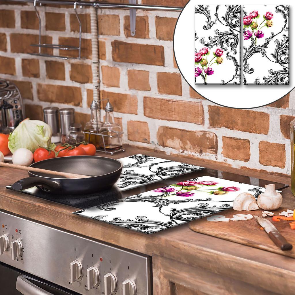 Glass Cutting Board 2X 30X52 Flowers