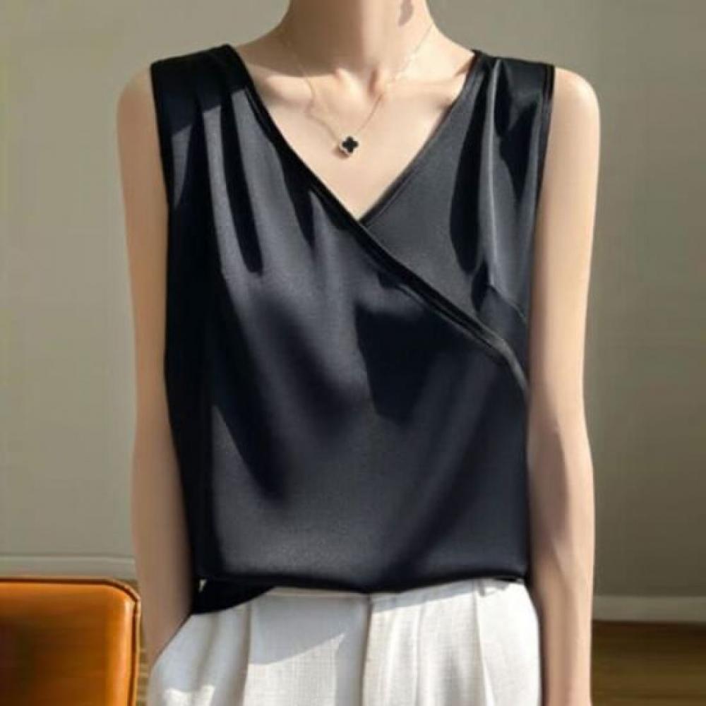 NaVaVa Women S Solid V Neck SleeVeleSS blouSe Nb2812