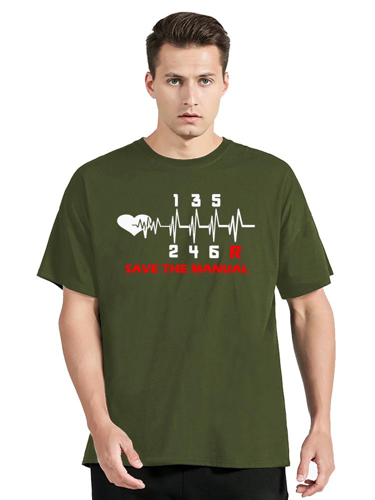 Vintage Mens Clothing T-Shirt Save The Stick Manual Transmission Three Print Tops Oversized Hip Hop TShirt O-neck Cotton T Shirt