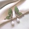 Cute Female Blue Green White Zircon Stone Silver Color Butterfly Stud Earrings Lovely Bridal Wedding Jewelry For Women