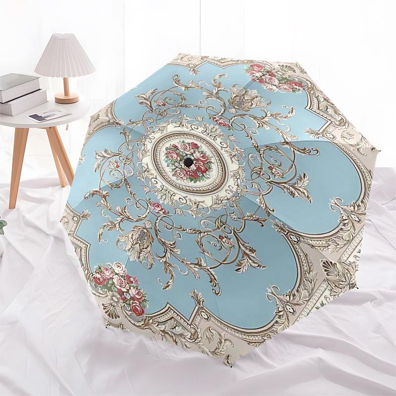 1PC Victorian Floral Umbrella-8-Rib Reinforced, Automatic Open, Lightweight & Durable, Fashion Accessory for Outdoor, Beach L0335