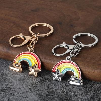 Colored Glazed Rainbow Keychain Rainbow Design Bag Charm Rainbow Pendant Decoration  Jewelry Gift