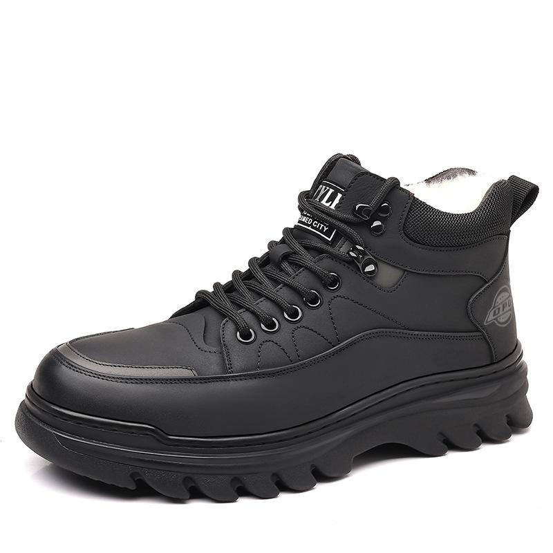 Cotton Shoes Men's 2025 Winter Warm Velvet High-top Men's Shoes Lace-up Men's Casual Dad Snow Boots