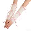 Elegant Lace Bows Stacked Arm Sleeves Breathable Acrylic Arm Warmers for Comfort and Warm in Winter Outdoor Activities