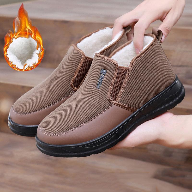 Herren Winter Stiefeletten Kunstfell gefüttert Schneestiefel Bequeme Warme Kurze Stiefel Outdoor Rutschfest Bequeme Arbeits- Laufschuhe