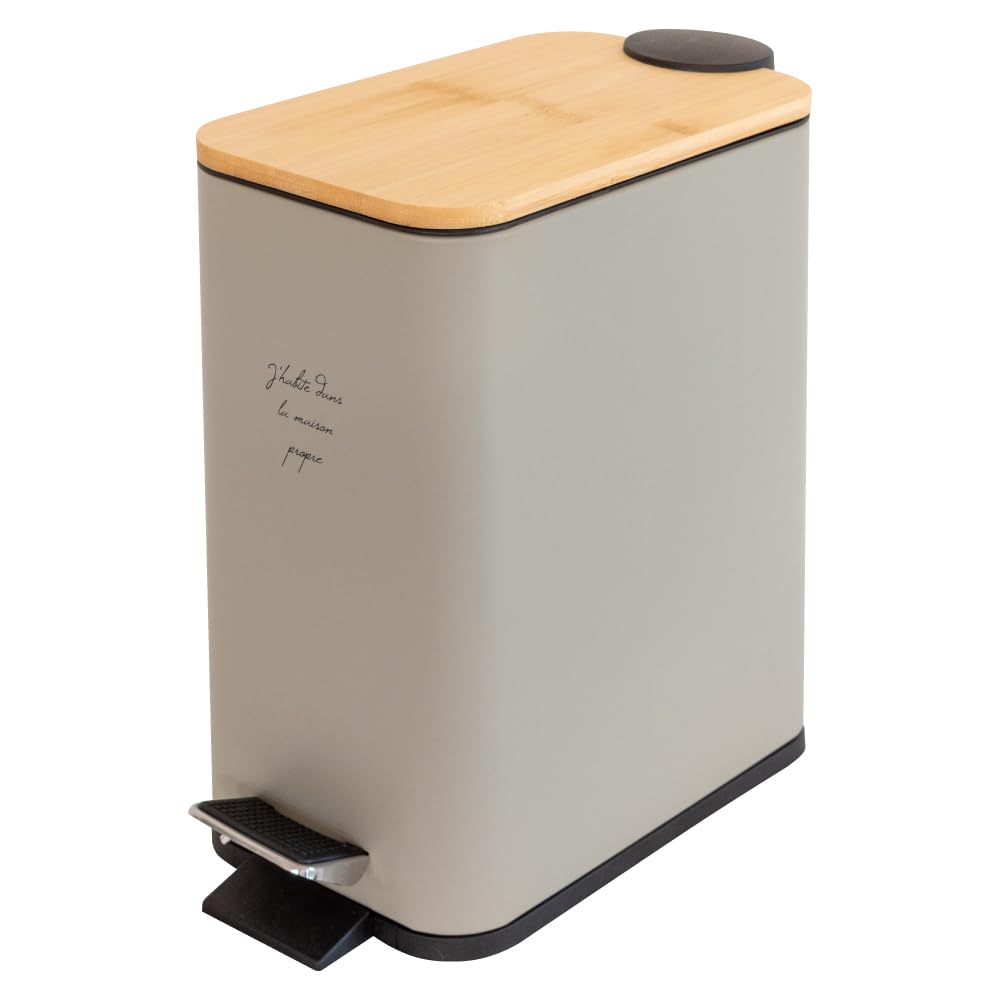 

Ampoule Pedal Trash Can Dust Box with Lid Square 5L Grayish Khaki