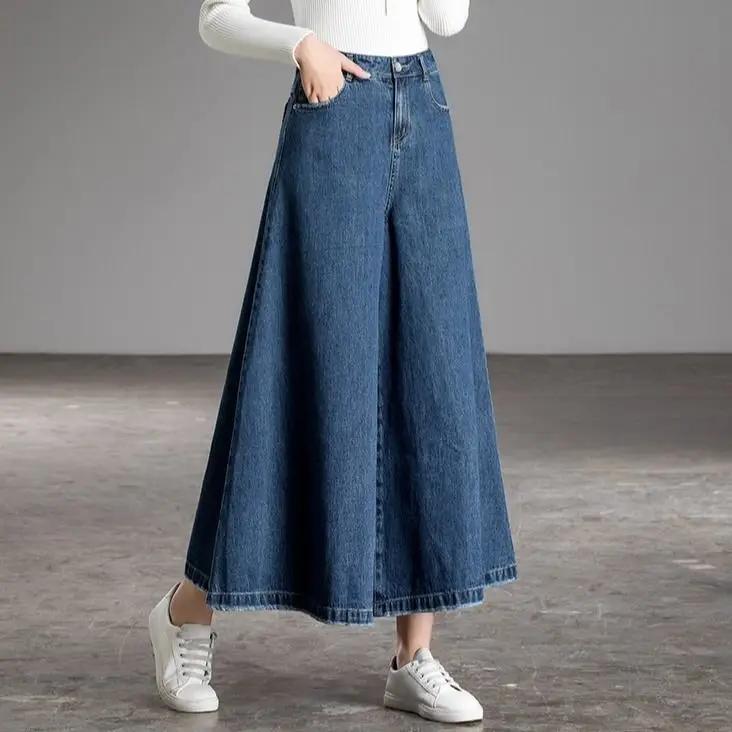 Weite Cropped Jeans Damen Dongdaemun High Waist Baggy Mom Schlagjeans Streetwear Hosen Kleidung Weite Damen