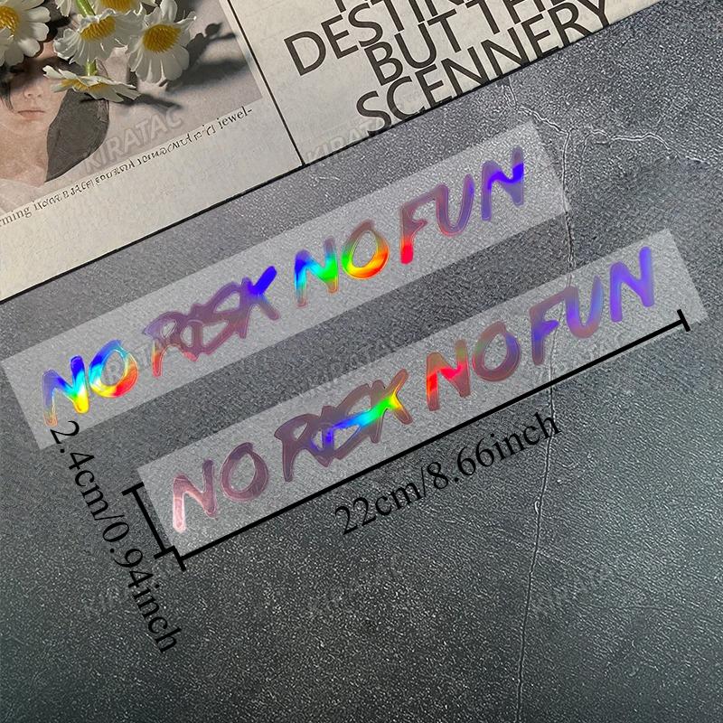 NO RISK NO FUN Pink Laser Motorcycle Stickers Waterproof for DIY Motorbike Helmet Lenses Fuel Tank Scooter Durable Vinyl Decals