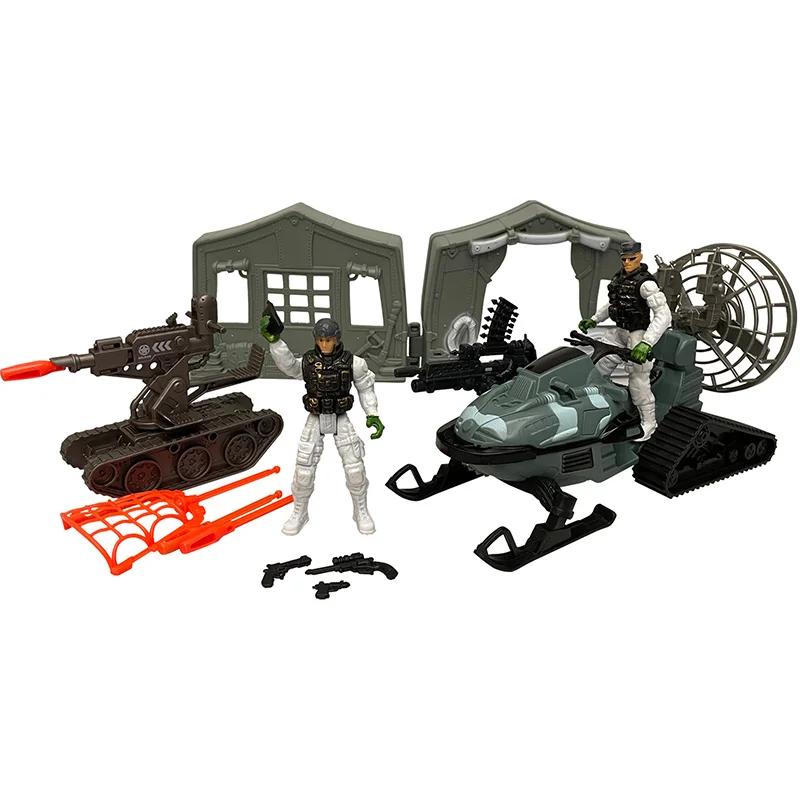 DIY Special Army Forces Playthings With Military Tents Snowmobile Tank Military Weapon Parts Camouflage Soldiers Play For Boy Gifts