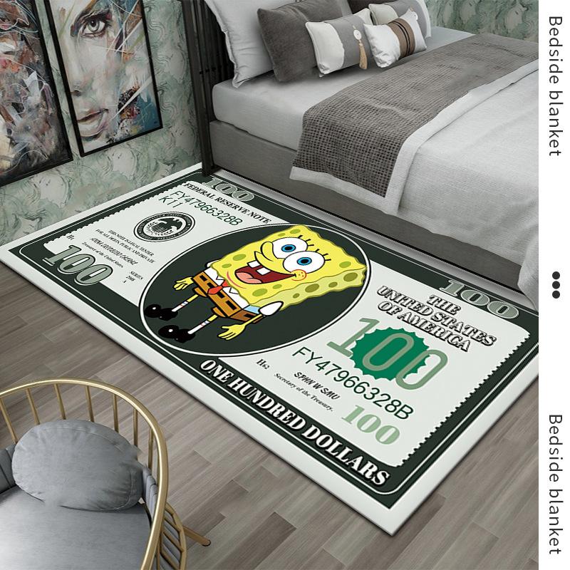 Creative Dollar Coins Cartoon Pattern Carpet Cat and Mouse Personalized Study Floor Mat Footwear Home Decoration