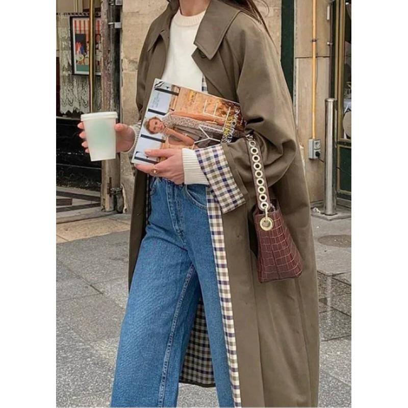 Womens Long Trench Coat With Notched