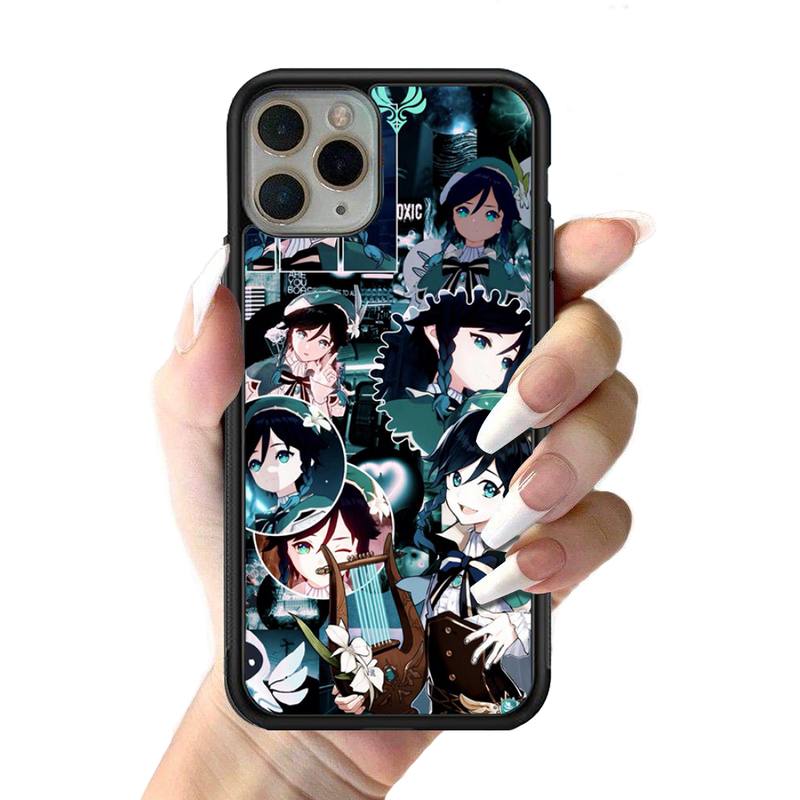 Genshin Impact Anime Phone Case Silikonové PC+TPU pouzdro pro iPhone 11 12 13 Pro Max 8 7 6 Plus X SE XR Hard Fundas