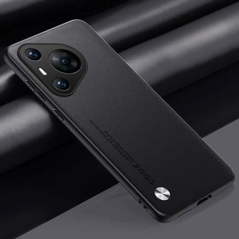Plain PU Leather Case for Huawei Pura 80 Ultra 80 Pro Plus Camera Silicone Matte Bumper Soft Frame Shockproof Phone Cover for Pura80