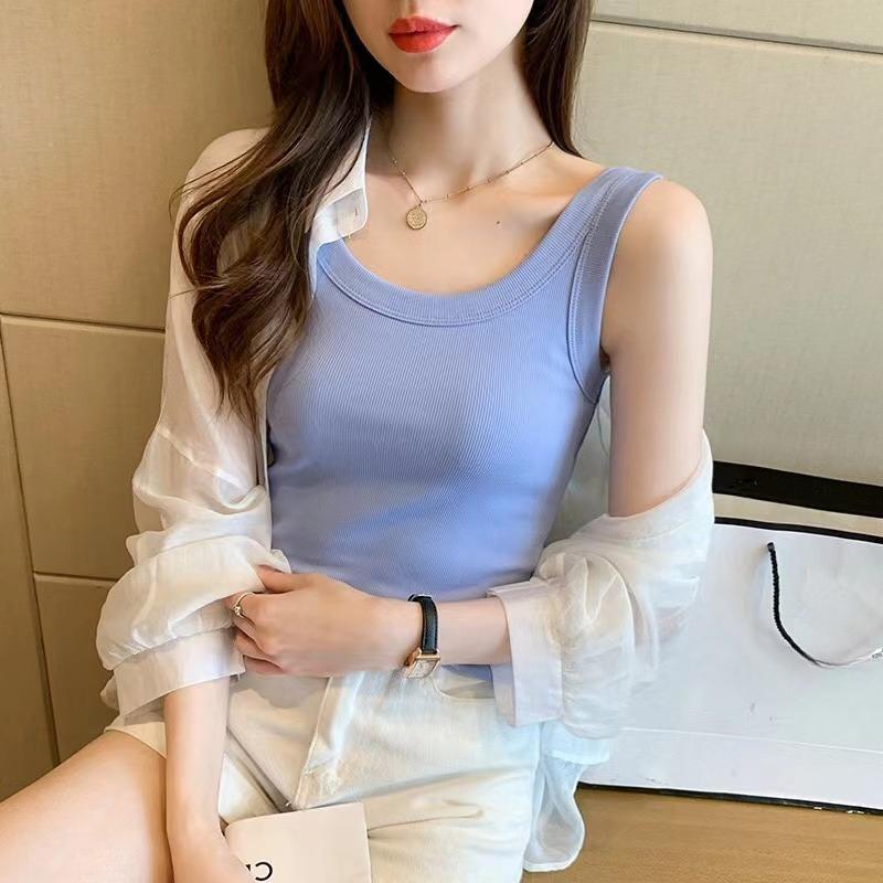 Slim Fit Svel Strap Vest Women's Korean Sle Inner Wear Commute Regular Length Pure Color Other 00% Spring Season