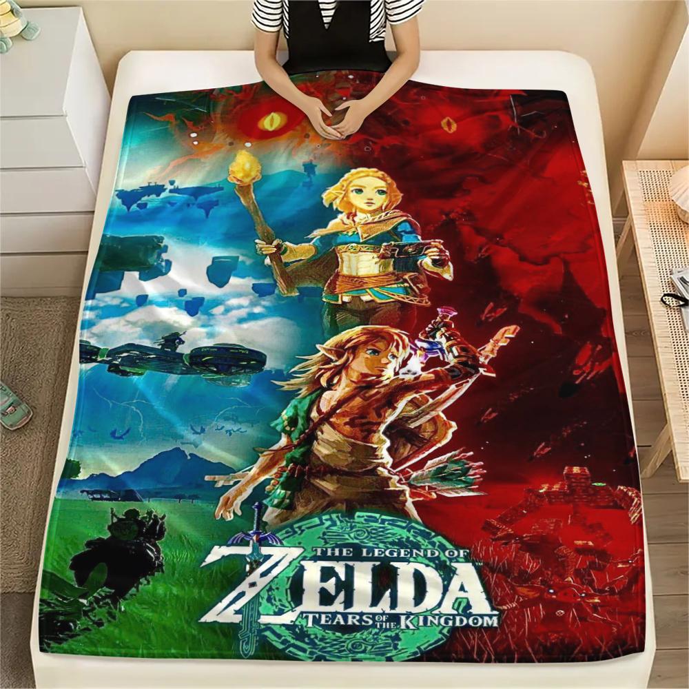 1Pc Link Zelda Print Flannel Blanket, High quality Comfortable for All Seasons, Home Decor, Warmth and Comfort, Perfect for Christmas Gifts