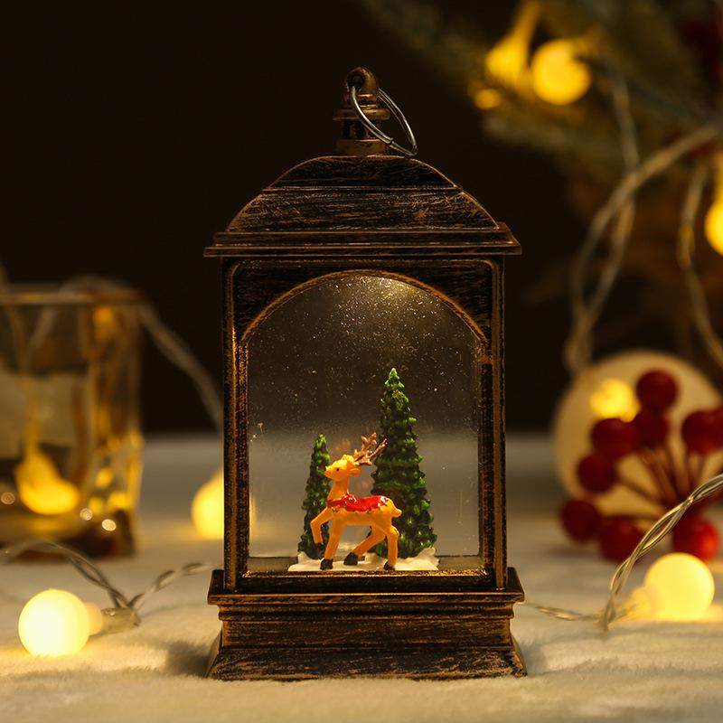 Light-Up Santa Claus Phone Booth Christmas Lantern Ornament